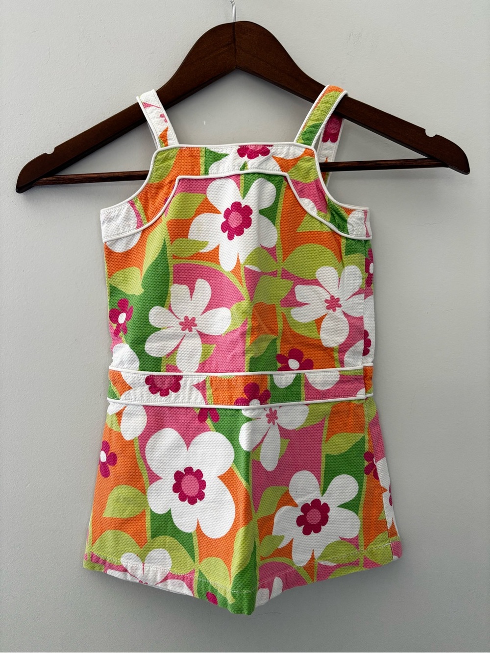 Gymboree Girls Floral Textured Sundress Pink Orange Green Retro Mod Flower Power